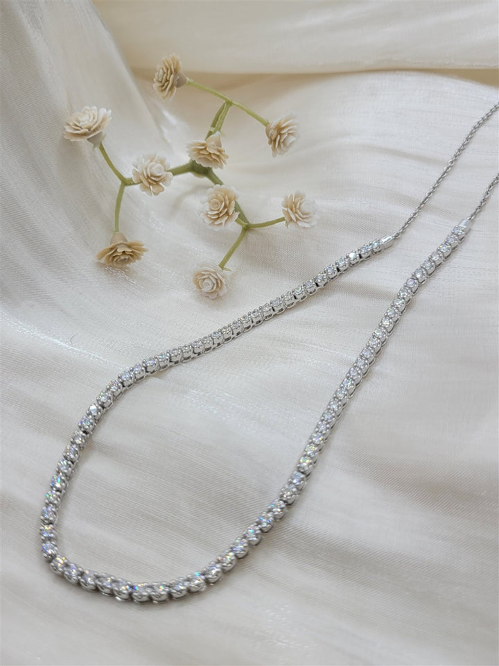 14K White Gold 3.01 ctw Round cut Diamond Tennis Necklace