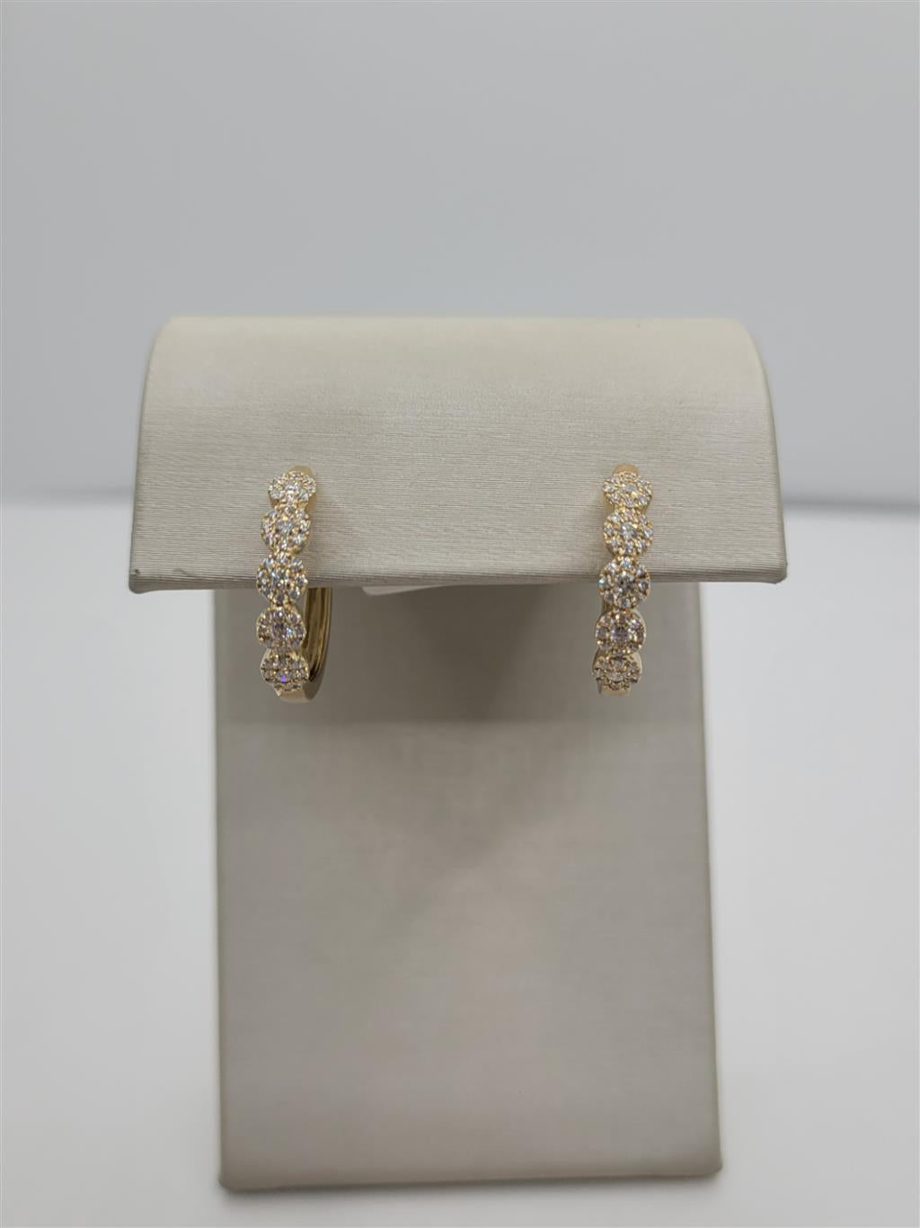 14K Yellow Gold Multi-Cluster Diamond Hoop Earrings