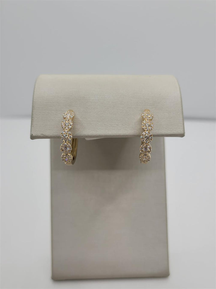 14K Yellow Gold Multi-Cluster Diamond Hoop Earrings