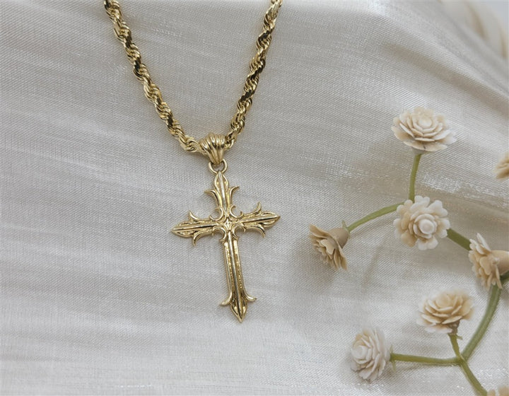 14k Yellow Gold Designer Created Cross Necklace