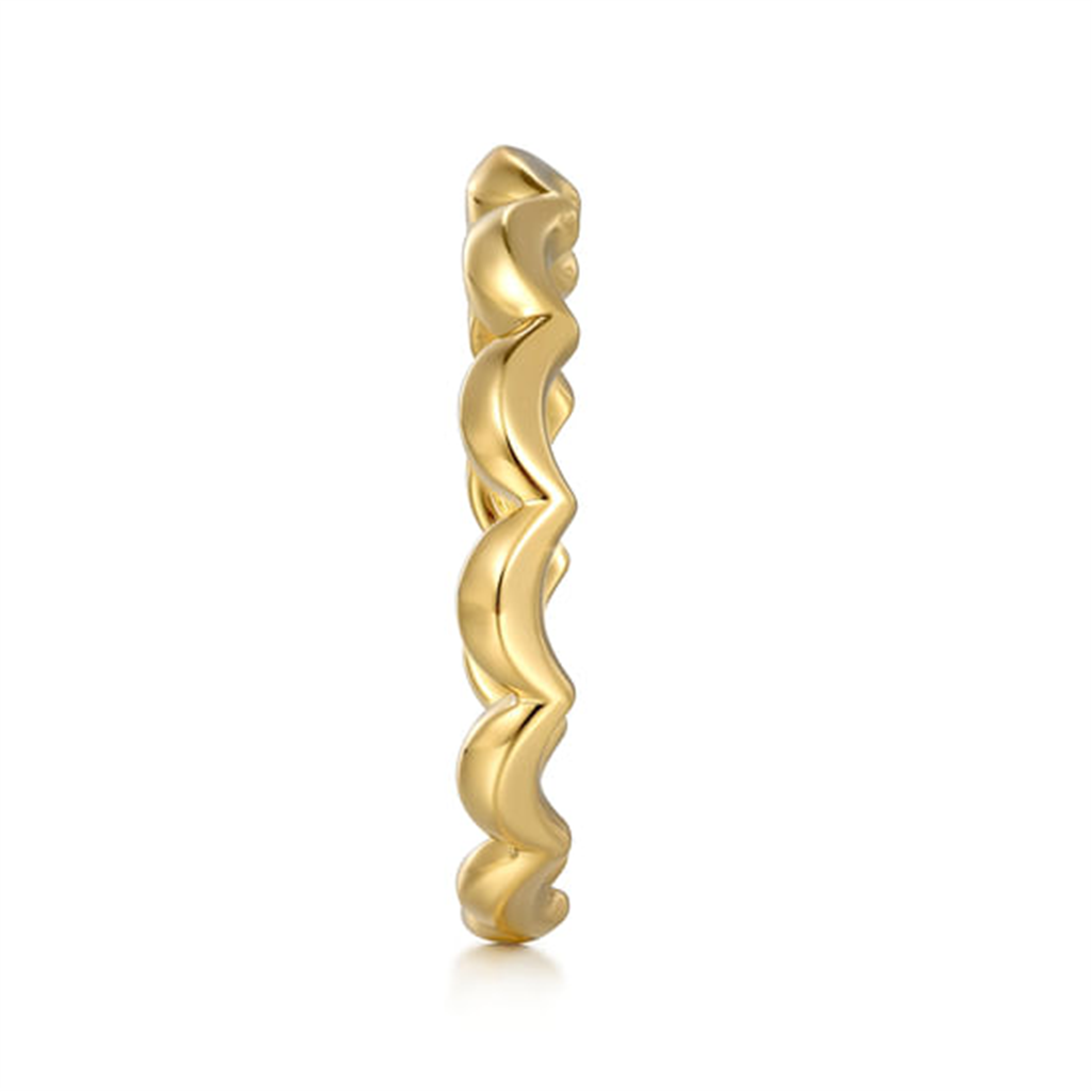 14K Yellow Plain Gold Scallop Stackable Ladies Ring
