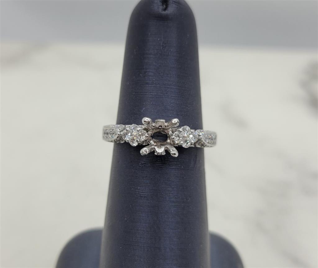 14k White Gold Vintage Engagement Ring