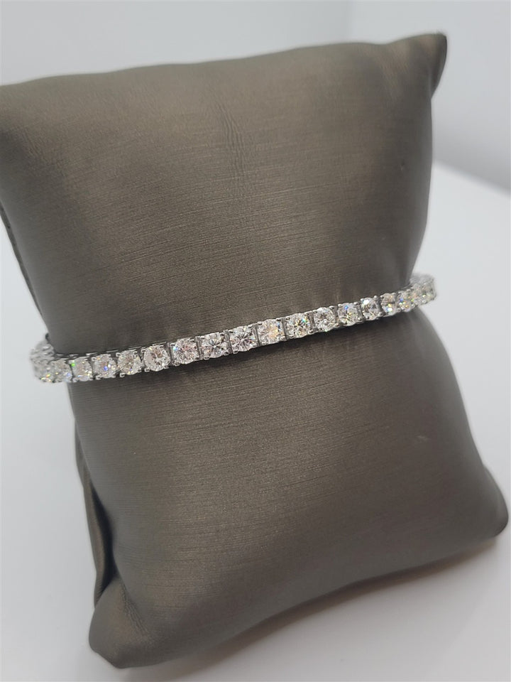 14K White Gold 7.16 ctw Round cut Diamond Bracelet