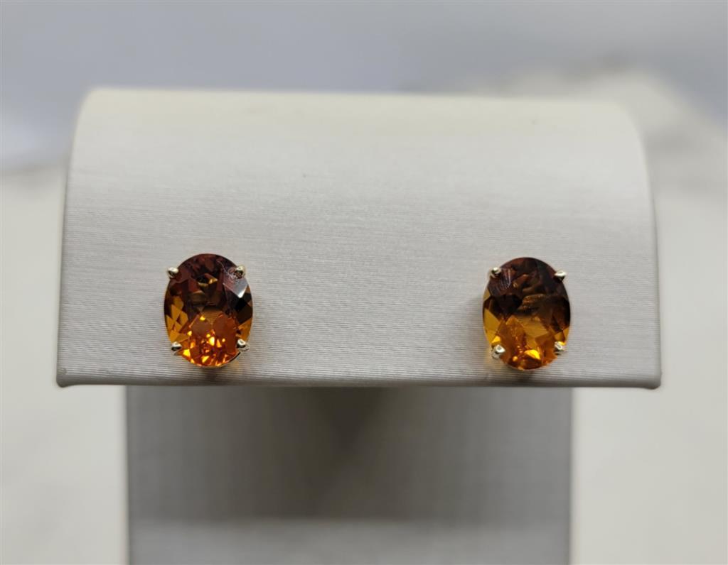 14K Yellow Gold ctw Oval cut Gemstone Earrings