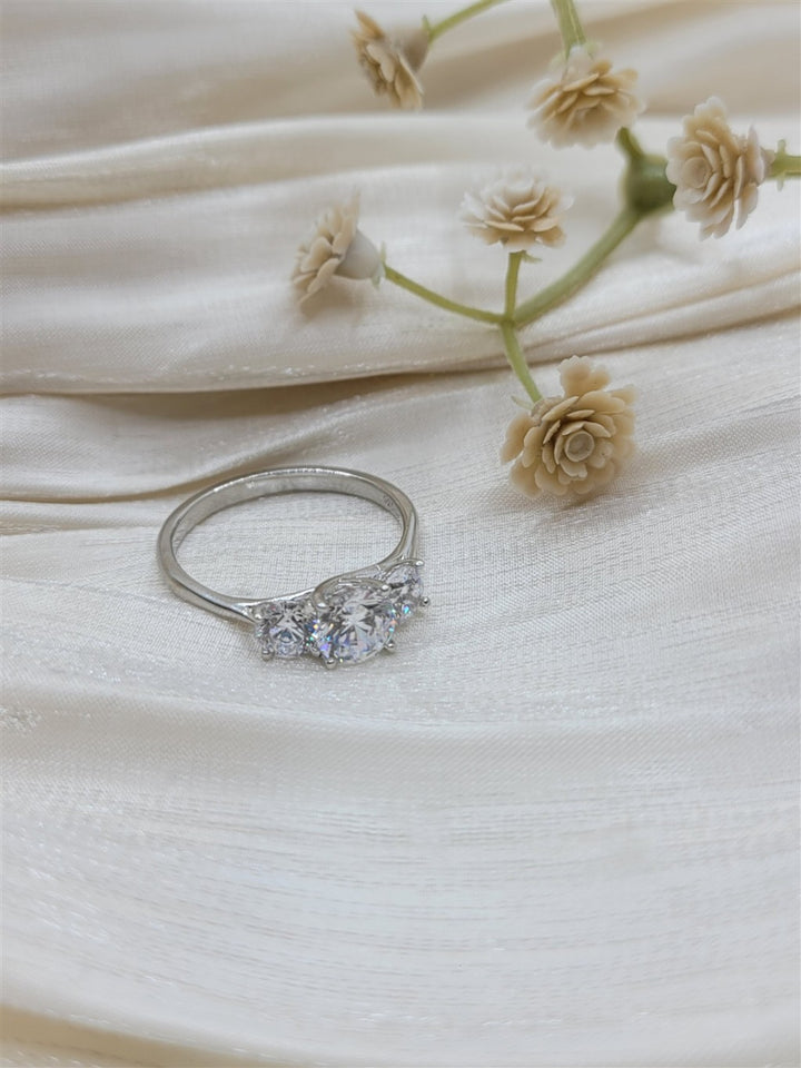 Sterling Silver 3-Stone Swarovski Crystal Promise Ring