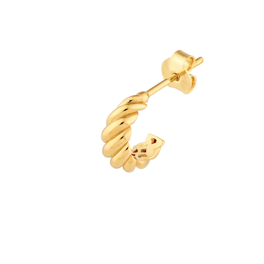 14K Yellow Gold Shrimp Open Hoop Earrings