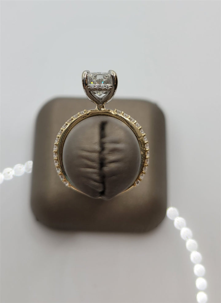 14K Two-Tone Gold 2.02 ct Radiant Cut Hidden Halo Diamond Engagement Ring