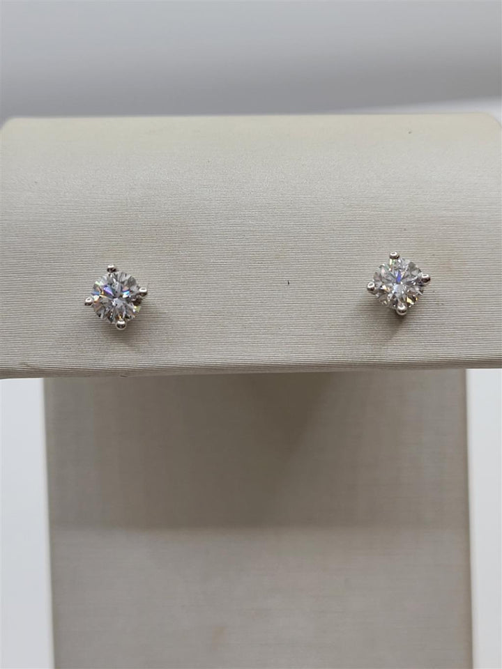 14K White Gold 0.75 Twt Round Cut Lab Grown Stud Earrings