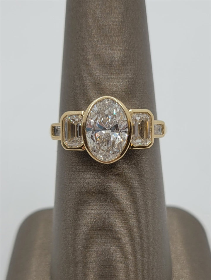 14K Yellow Gold 5-Stone Bezel Set Lab Grown Diamond Engagement Ring