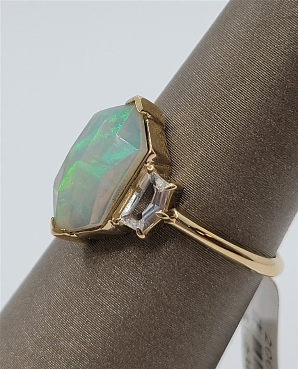 14K Yellow Gold Fashion Moonstones & Opal Gemstone Ring