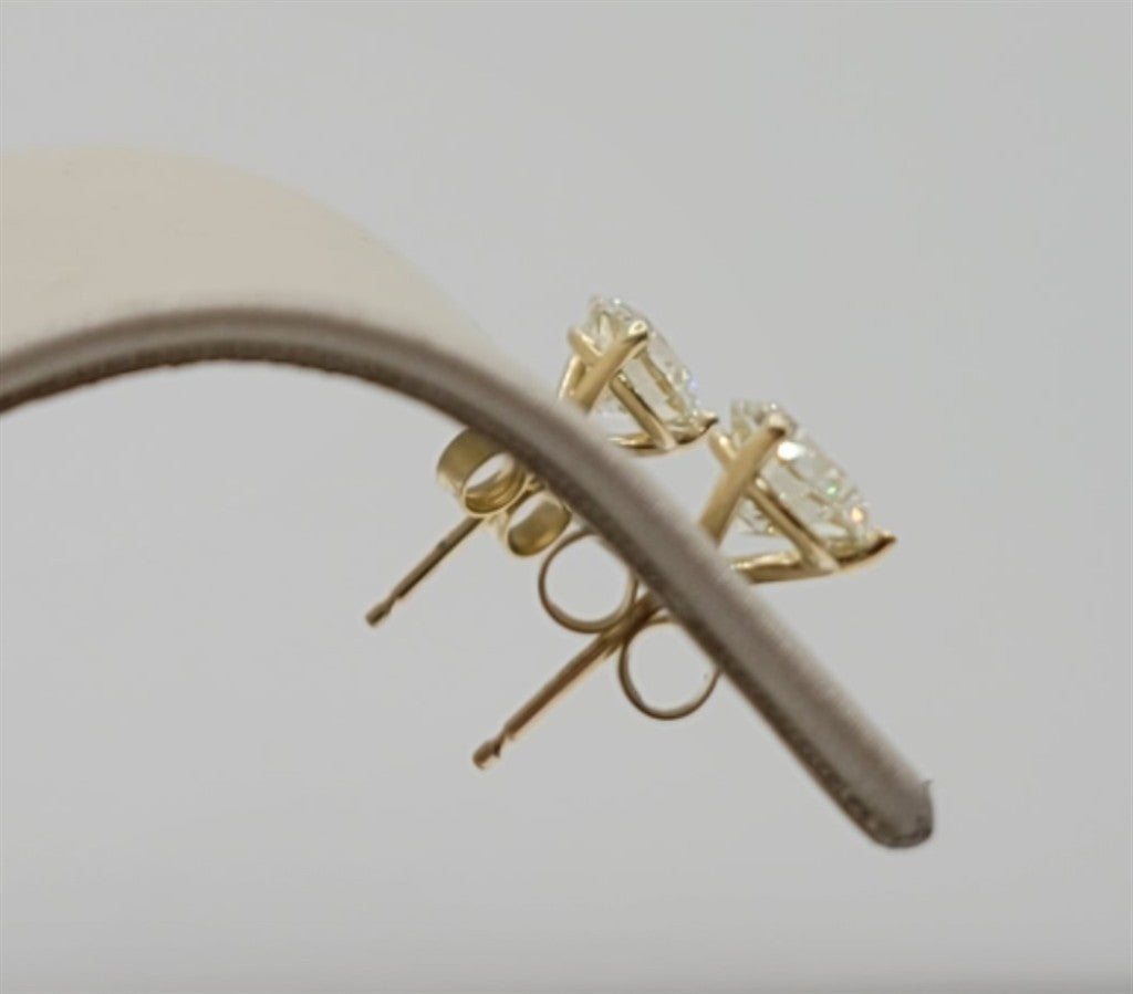 14K Yellow Gold 1.68 Twt Round cut Diamond Stud Earrings