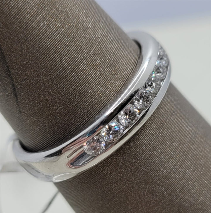 14K White Gold Channel Band Diamond Wedding Ring