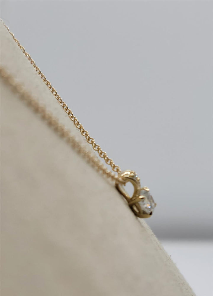 14K Yellow Gold Classic Round cut Diamond Necklace