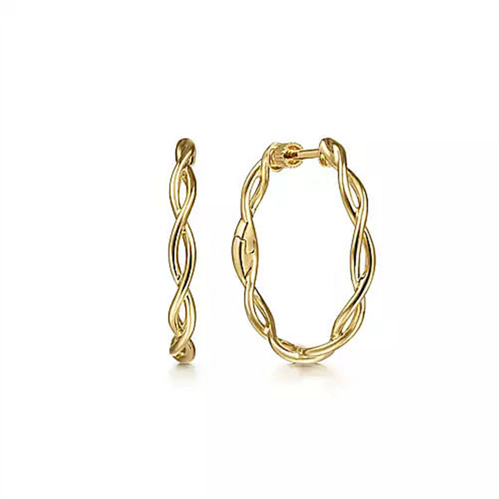 14K Yellow Gold Twisted Hoop Earrings