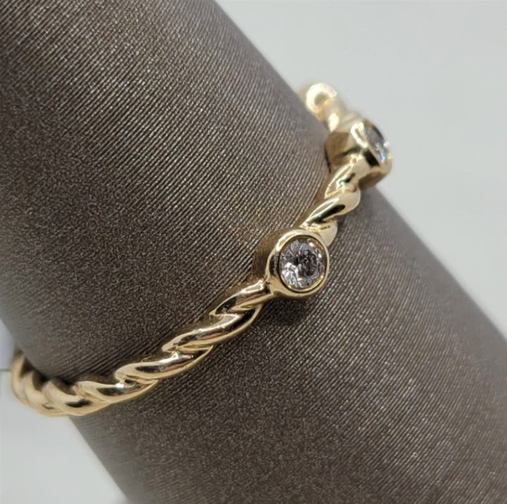 14K Yellow Gold Stackable Heera Moti Diamond Fashion Ring