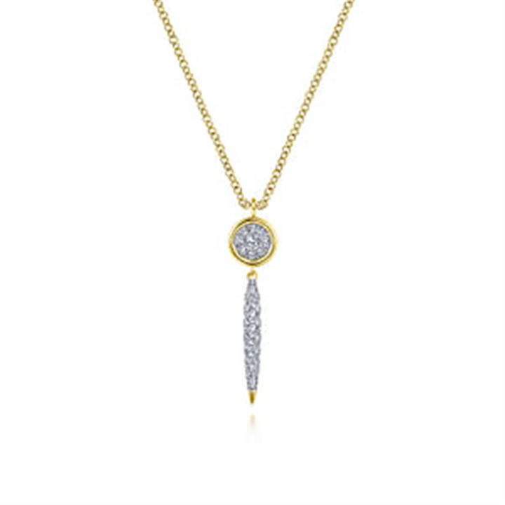 14K Yellow Gold Diamond Cluster Drop Gabriel & Co. Necklace