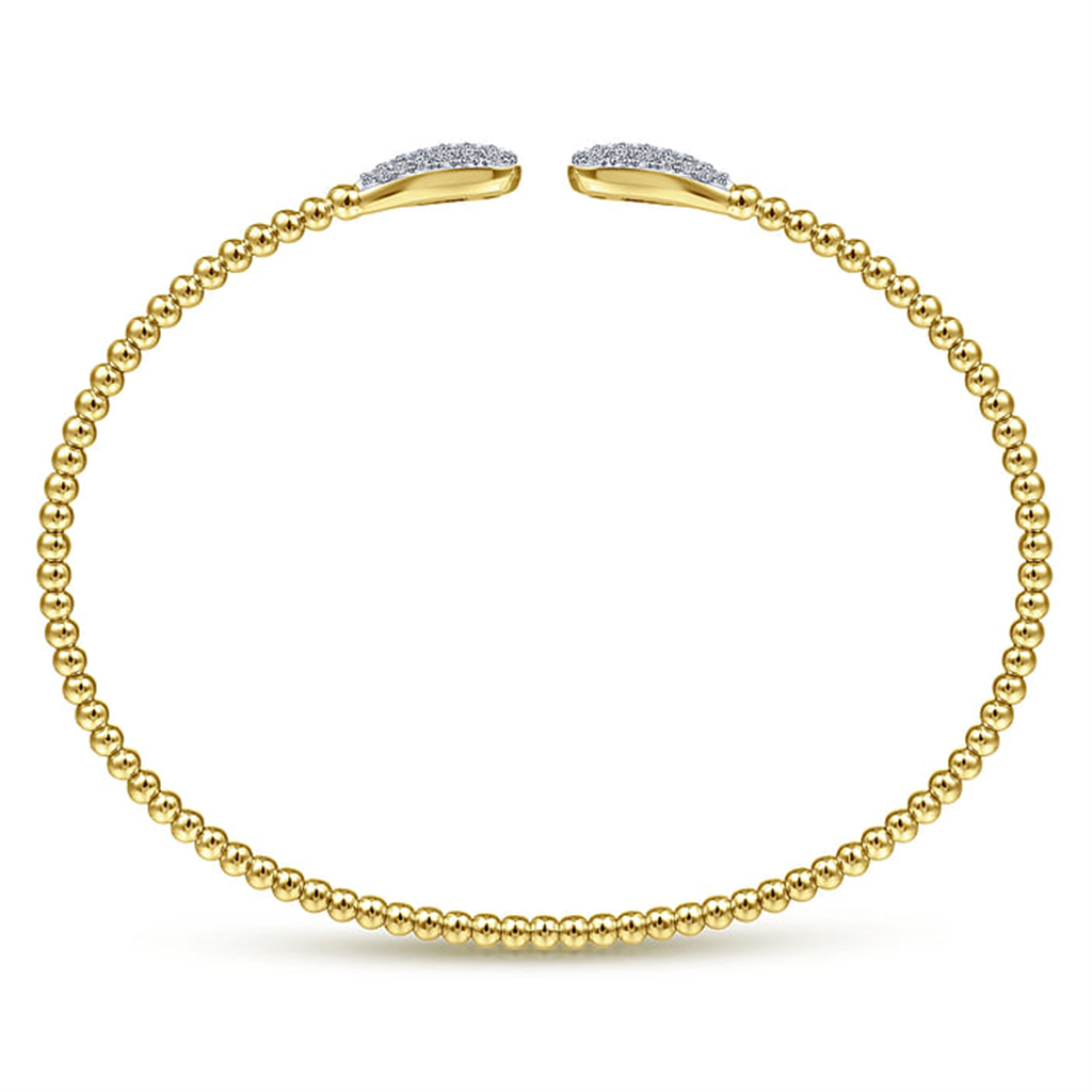 14K Yellow Gold "Gabriel & Co." Bujukan Diamond Teardrops Bangle Bracelet