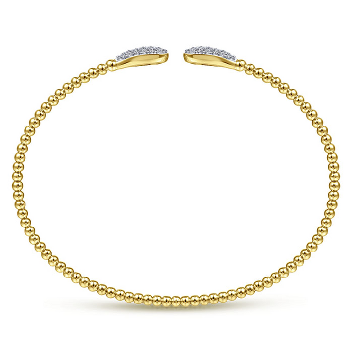 14K Yellow Gold "Gabriel & Co." Bujukan Diamond Teardrops Bangle Bracelet