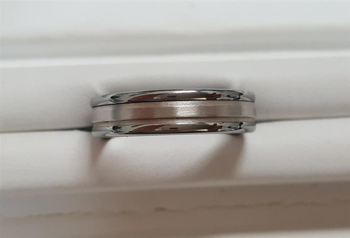 Tungsten/14K White Gold 6mm Wedding Band