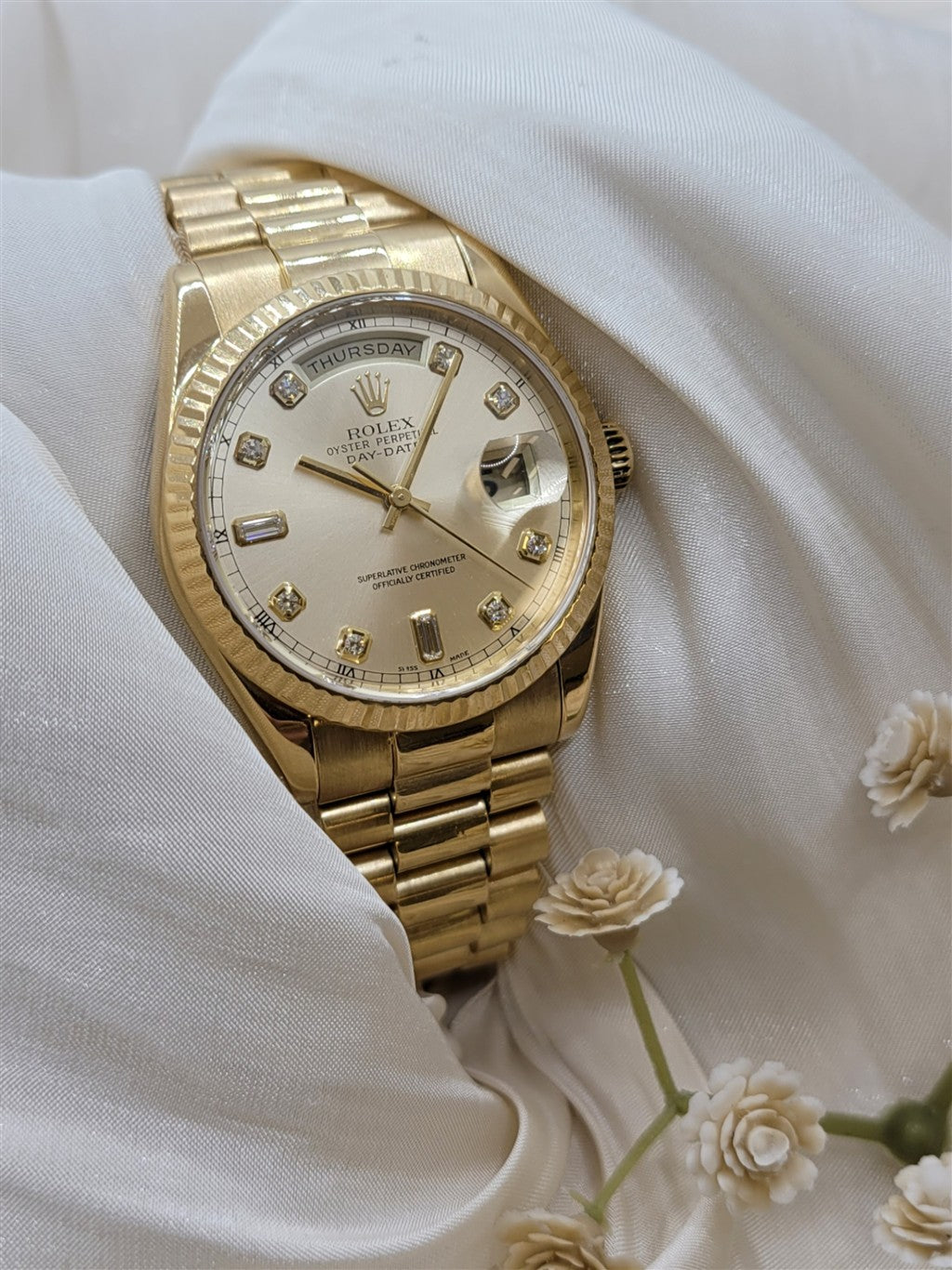 Certified Pre-Owned 18K Yellow Gold President Diamond Dial Day-Date Rolex