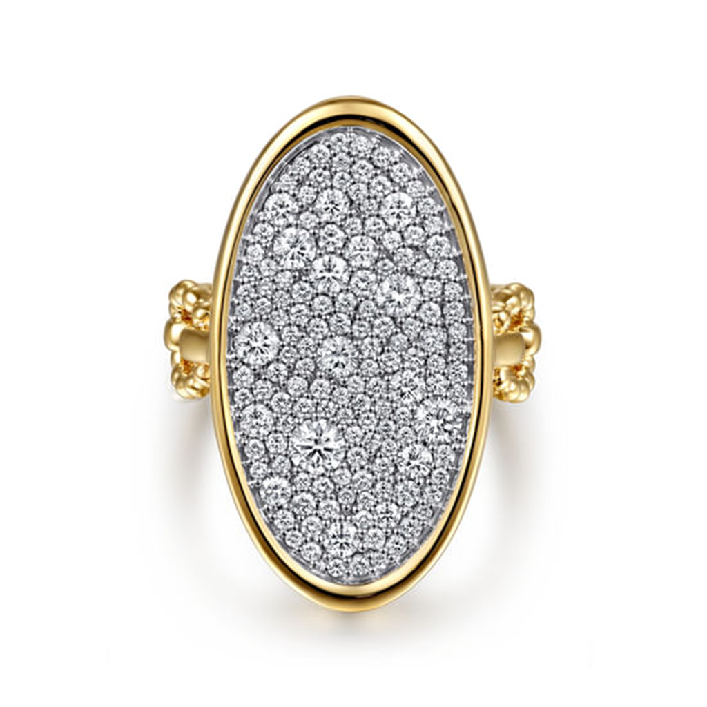 14K White & Yellow Gold Bujukan And Diamond Signet Ring