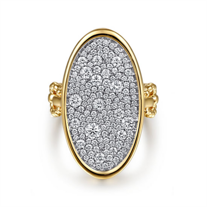 14K White & Yellow Gold Bujukan And Diamond Signet Ring