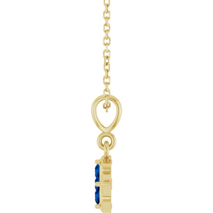 14K Yellow Gold Lab Grown Blue Sapphire Fashion Necklace