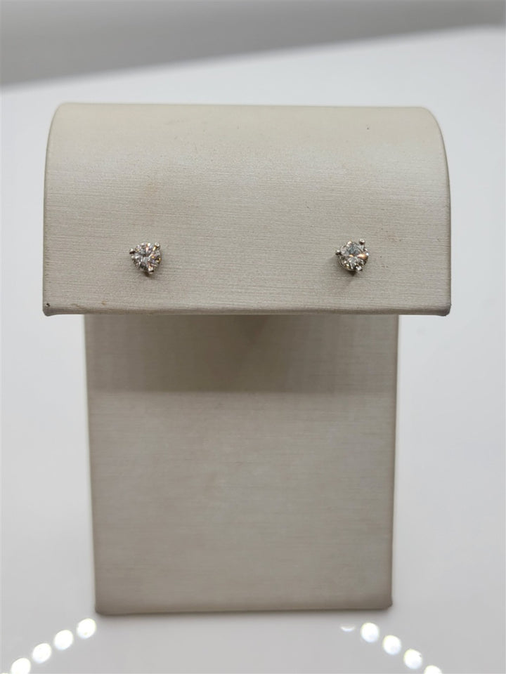 14K White Gold 0.30 Twt Round Cut Diamond Stud Earrings