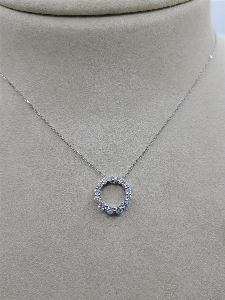 14K White Gold 0.65 Twt Round Cut Diamond Circle Necklace