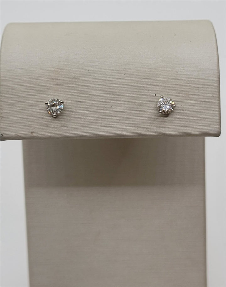 14K White Gold 0.35 Twt Round Cut Diamond Stud Earrings