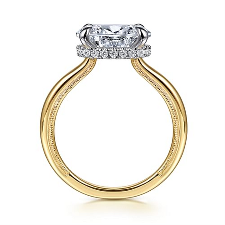 14K Two-Tone Gold Hidden Halo Gabriel & Co Diamond Engagement Ring