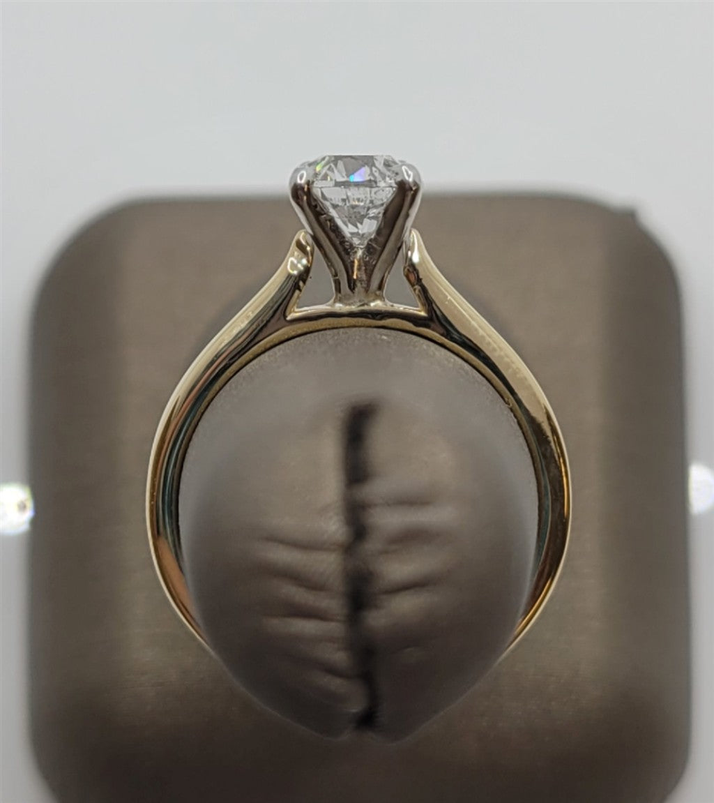 14K Yellow Gold & Platinum 1.01 Ctw Solitaire Engagement Ring
