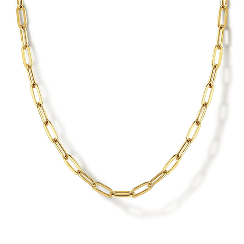 24" 14K Yellow "Gabriel and Co" Gold Paper Clip Chain