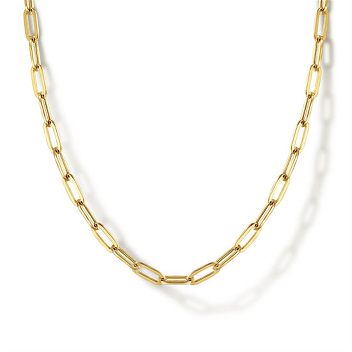 14K Yellow Gold Paper Clip 18 Gold Chain