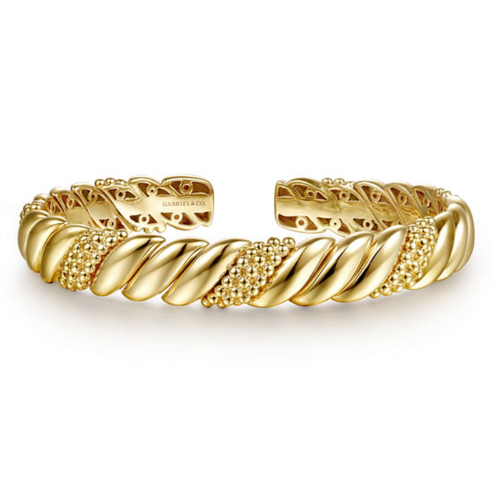 14K Yellow Plain Gold Bujukan Split Bangle Bracelet