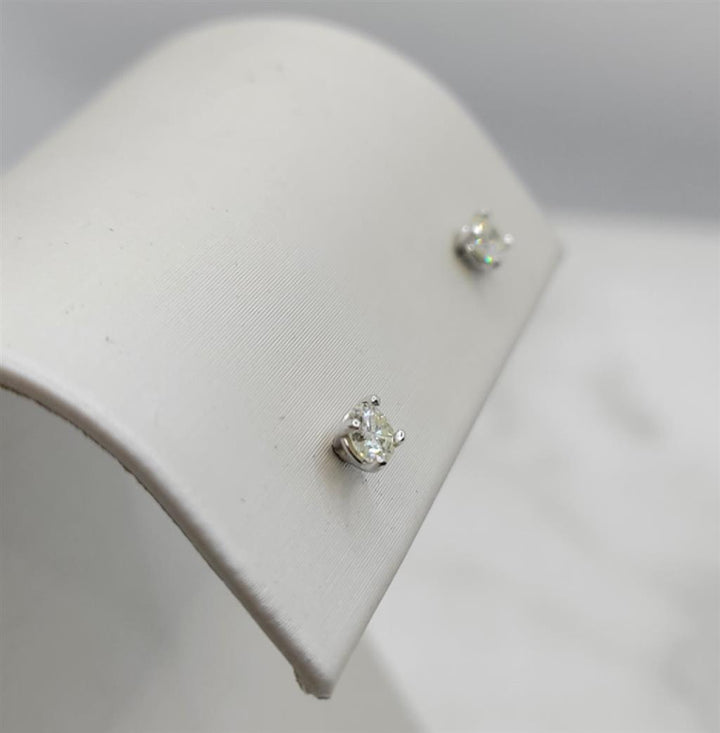 14K White Gold 0.34 ctw Round cut Diamond Stud Earrings