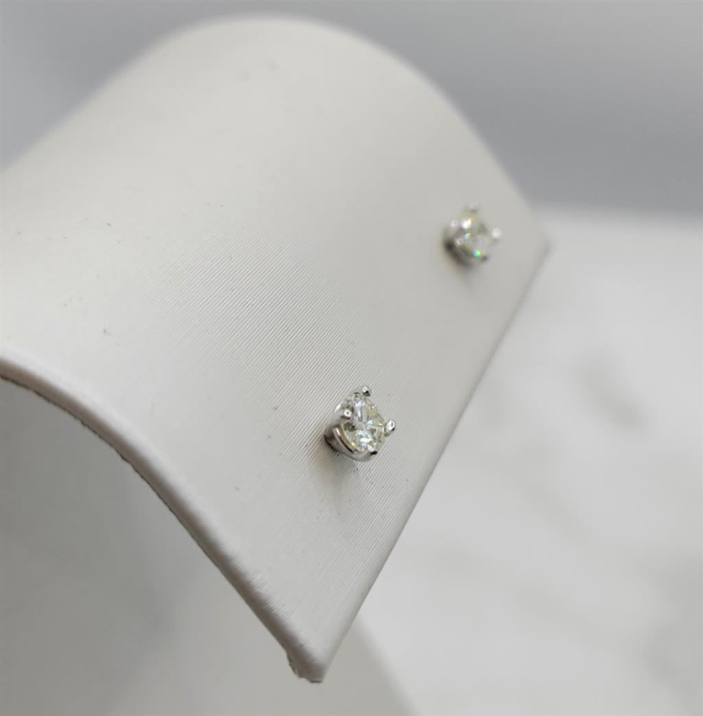 14K White Gold 0.33 ctw Round cut Diamond Stud Earrings