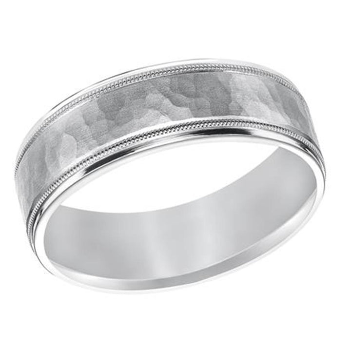 14K White Gold Mens Artcarved Wedding Band