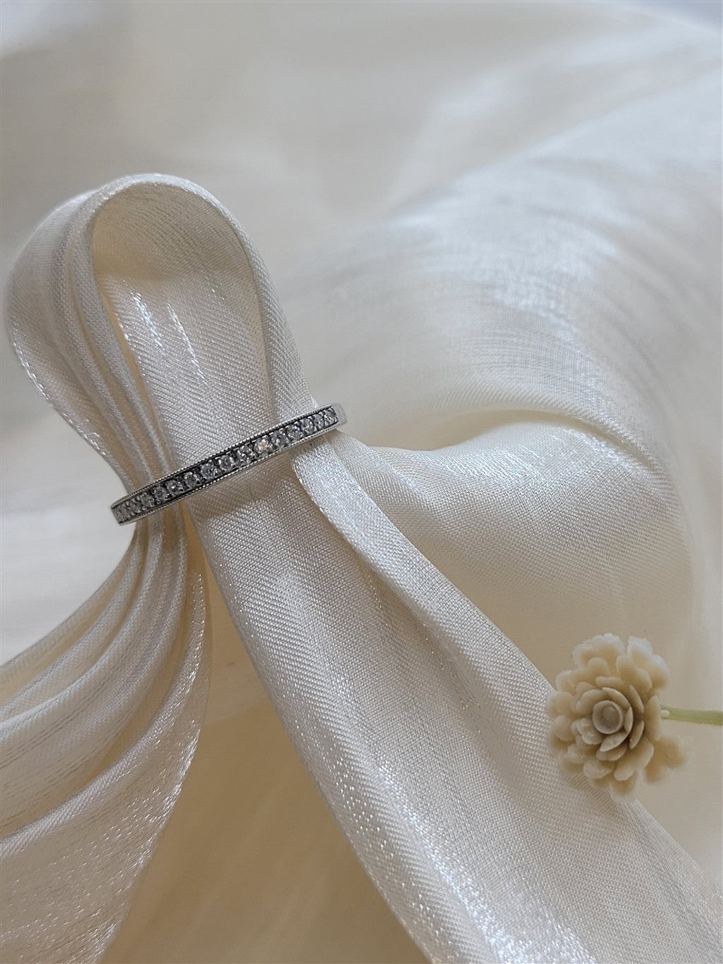 10K White Gold Stackable Diamond Fashion Ring