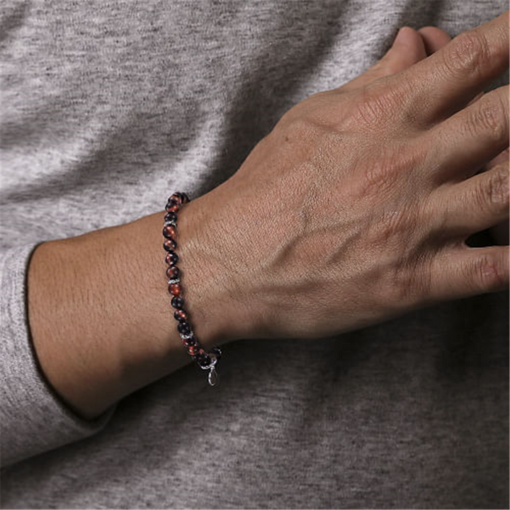 Men's Sterling Silver "Gabriel & Co." Tiger Eye's Beaded Bracelet