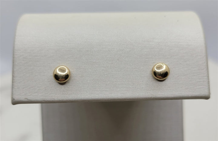 14K Yellow Gold Button Stud Earrings