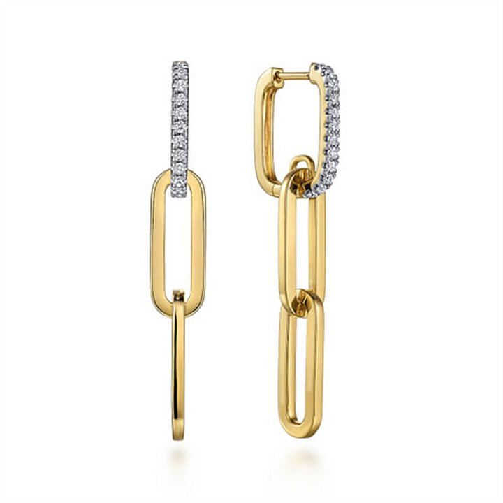 14K Yellow Gold "Gabriel & Co. " Contemporary Diamond Fashion Earrings