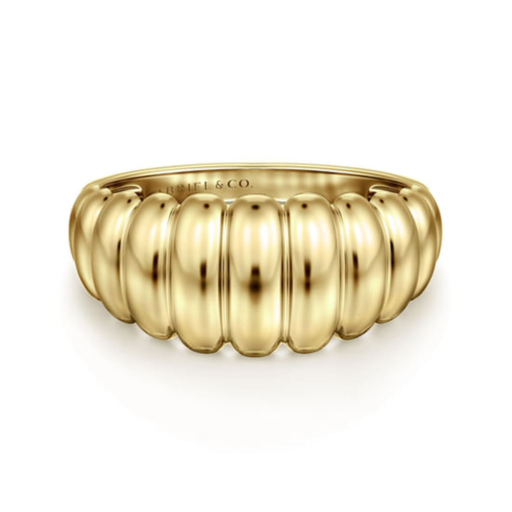 14K Yellow Gold Graduating Dome Stations Ring