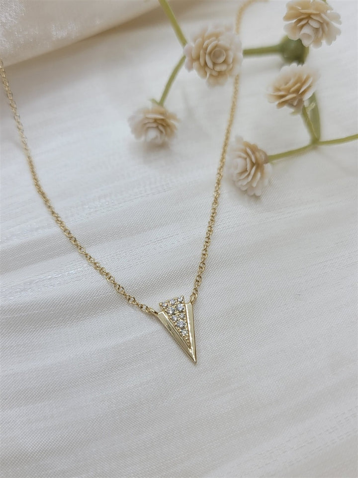 17.5" 14K Yellow Gold Spike Fashion Diamond Necklace