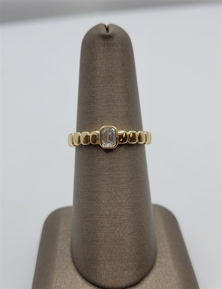 14K Yellow Gold Emerald Cut Diamond Fashion Ring