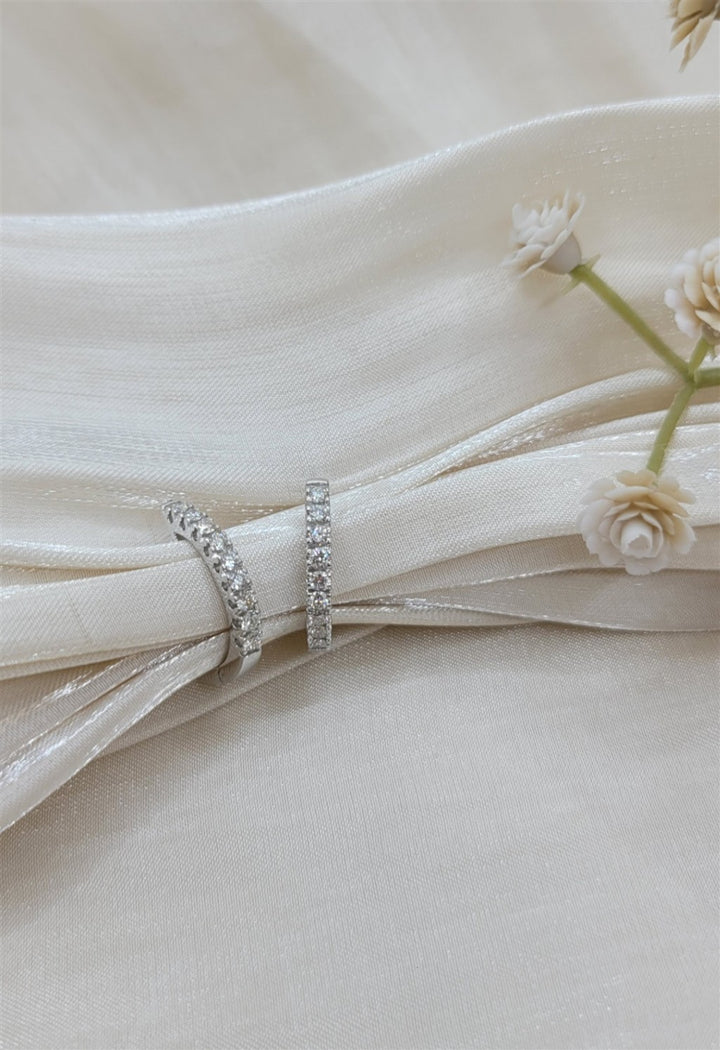 14K White Gold 15mm Classic Diamond Huggies