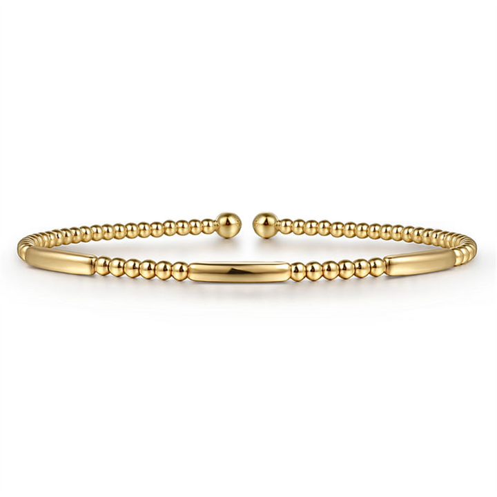 14K Yellow Gold "Gabriel & Co." Polished Bujukan Open Bangle Bracelet