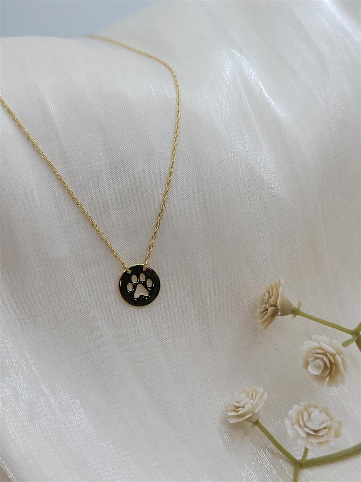 14K Yellow Gold 18" Cut-Out Animal Paw Necklace