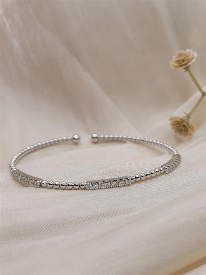 14K White Gold "Gabriel & Co." Bujukan Diamond Bar Bangle Bracelet