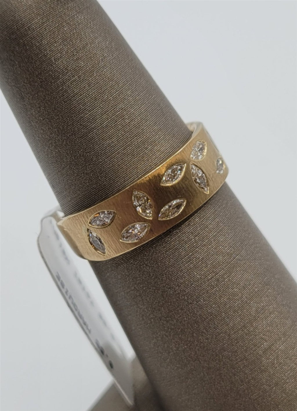 14K Yellow Gold Flush-Set Marquise Diamond Fashion Ring